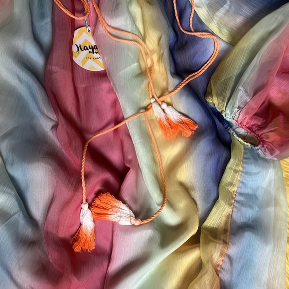 HAYDEN NWT boho off the shoulder, flow rainbow dress - Picture 5 of 8